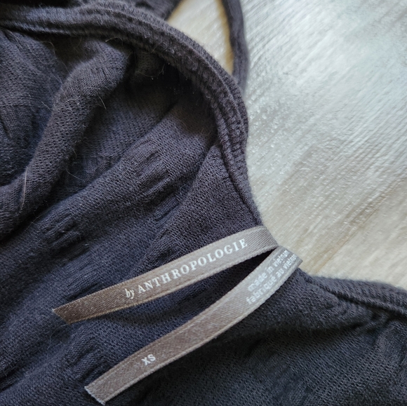 Anthropologie Knit Tiered Mini Dress Tie Back Sleeveless Black Stretchy Sz XS - Picture 4 of 9